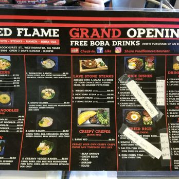 Red Flame - Back menu ... also has Vietnamese dishes as well. - Hot Pot Near Me - Westminster, California