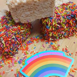 Pizza Riot - Our Pride Crispy treats! Made with Fair-Trade organic chocolate and certified Gluten Free ingredients.