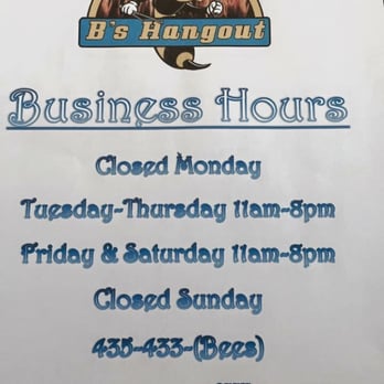 B's Hangout - Summer hours - Diners Near Me - Eureka, Utah