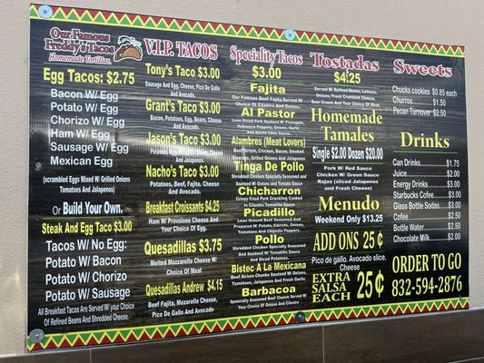 Menu photo 1 Freddy's Taco Shack Porter, TX