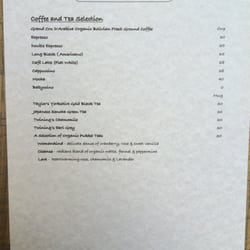 Bathers - Breakfast menu - tea and coffee