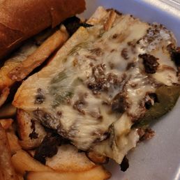 Cheese steak grinder, open-faced