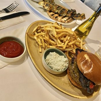 The Guest House - Guest House Burger, Chicken Kebab in the background - Mediterranean Near Me - Levittown, New York