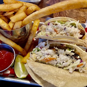 Topside Bar & Grill - Mahi Mahi Fish Tacos with Fries - American Near Me - Steilacoom, Washington