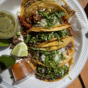 Cuantos Tacos - A plateful of deliciousness. One of each taco. It's okay to eat them all...nobody's watching--they're too into their own tacos! - Mexican Near Me - Austin, Texas Cuantos Tacos - A plateful of deliciousness. One of each taco. It's okay to eat them all...nobody's watching--they're too into their own tacos! - Mexican Near Me - Austin, Texas