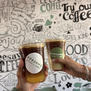 Seesaw Beans And Coffee - Espresso tonic and banana latte - Coffee Roasteries Near Me - Buena Park, California Seesaw Beans And Coffee - Espresso tonic and banana latte - Coffee Roasteries Near Me - Buena Park, California