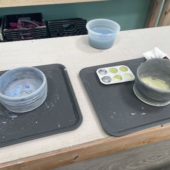 Smashed Clay + Studio - Finished painting both pieces (the second session) - Art Classes Near Me - Houston, Texas