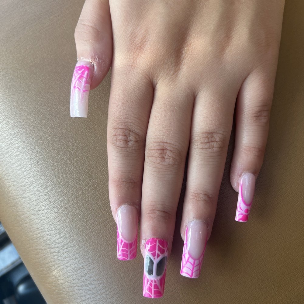 Victorian Nails - Bright pink Spiderman! - Nail Salons Near Me - Wentzville, Missouri Victorian Nails - Bright pink Spiderman! - Nail Salons Near Me - Wentzville, Missouri