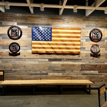 Clark Crew BBQ - American Flag is made of wood and has a cool ripple effect - Barbeque Near Me - Oklahoma City, Oklahoma Clark Crew BBQ - American Flag is made of wood and has a cool ripple effect - Barbeque Near Me - Oklahoma City, Oklahoma