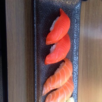 Hiro Sushi - Two sockeye nigiri and two salmon nigiri - very fresh tasting - Japanese Near Me - Burnaby, British Columbia