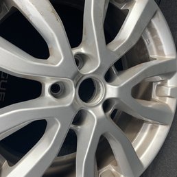 The rim the hubcap was stolen from The rim the hubcap was stolen from