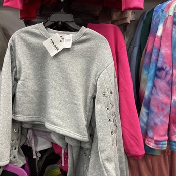 Rainbow - Gray pullover w laces - Women's Clothing Near Me - Jamaica, New York