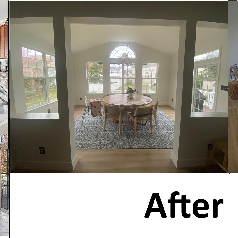 Darbaz Renovations - before and after photo of dining room and living room - General Contractors Near Me - Philadelphia, Pennsylvania Darbaz Renovations - before and after photo of dining room and living room - General Contractors Near Me - Philadelphia, Pennsylvania