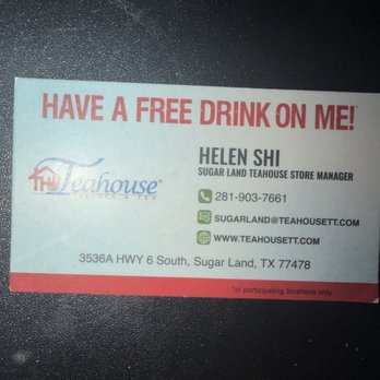 The Teahouse Tapioca & Tea - Business card - Coffee & Tea Near Me - Sugar Land, Texas