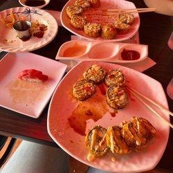Kee's Teriyaki & Sushi - Delicious fried sushi and tuna nigiri. We also got some crab rangoons but only had one left in this picture lol