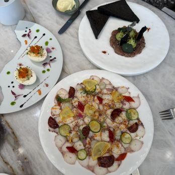Le Jardinier - Deviled eggs, Tuna Tartare and Octopus Carpaccio - French Near Me - Houston, Texas Le Jardinier - Deviled eggs, Tuna Tartare and Octopus Carpaccio - French Near Me - Houston, Texas