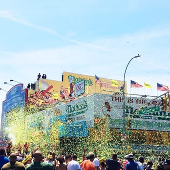 Nathan's Hot Dog Eating Contest - When they announced the winner! - Hot Dogs Near Me - Brooklyn, New York Nathan's Hot Dog Eating Contest - When they announced the winner! - Hot Dogs Near Me - Brooklyn, New York