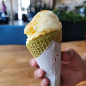Sugar Pine - Miso caramel ice cream on homemade green tea waffle cone - Japanese Near Me - Austin, Texas