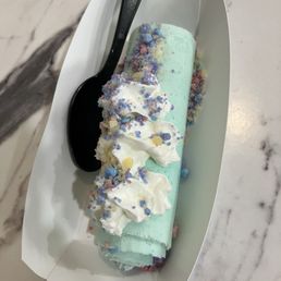 Cotton candy rolled ice cream