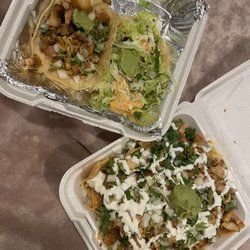 Brassas Mexican Grill - Chicken nachos, shrimp taco, chicken taco
