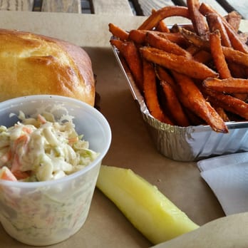 Fritz's Restaurant - Pulled pork sandwich and sweet potato fries! IT WAS HEAVEN ON EARTH! - American Near Me - New Brunswick, New Jersey