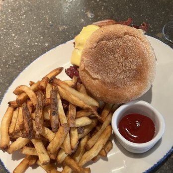 Green Pig Bistro - Egg Sandwich* with French fries - New American Near Me - Arlington, Virginia