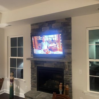 Vellcomms - Tv Mounted over Stone Fireplace!!! :) - Office Cleaning Near Me