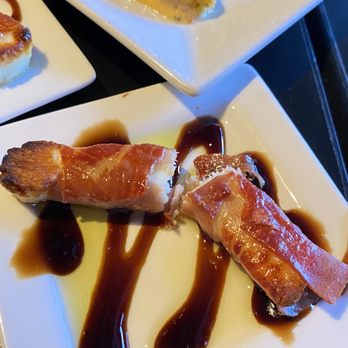 Cork & Fork - Chef's Choice Seasonal Amuse Bouche: Prosciutto Wrapped Halloumi - New American Near Me - Indio, California Cork & Fork - Chef's Choice Seasonal Amuse Bouche: Prosciutto Wrapped Halloumi - New American Near Me - Indio, California