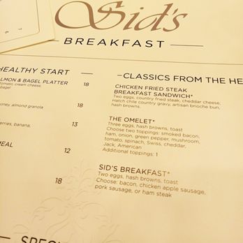 Sid's Cafe - Partial peak at Sid's Breakfast Menu.  It is limited.  Coffee is not made from Arrabica beans. - American Near Me - Las Vegas, Nevada