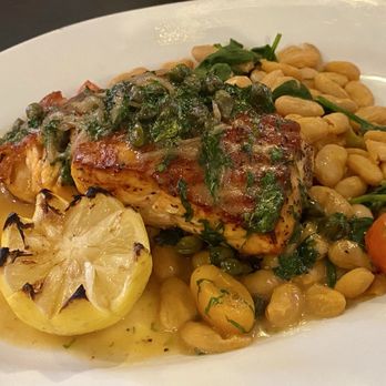 Fins & Forks Restaurant & Bar - Roasted Salmon - American Near Me - Hampton Bays, New York Fins & Forks Restaurant & Bar - Roasted Salmon - American Near Me - Hampton Bays, New York