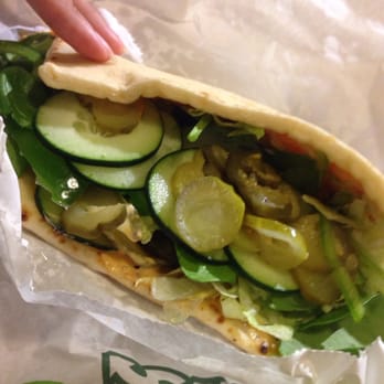 Subway - 6 inch flatbread with pickles, cucumbers, lettuce, spinach, peppers, Sriracha, and Chipotle. - Sandwiches Near Me - Pittsburg, California