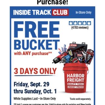 Harbor Freight Tools - I got a free bucket! My life is complete. - Hardware Stores Near Me - Abilene, Texas Harbor Freight Tools - I got a free bucket! My life is complete. - Hardware Stores Near Me - Abilene, Texas