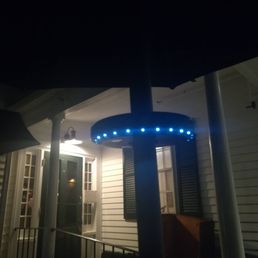 What appears to be a UFO is about to land. What appears to be a UFO is about to land.
