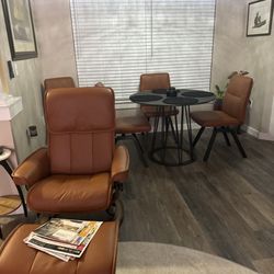 Woodchuck's Fine Furniture & Decor - Stress chair with ottoman and table with stress chairs! Most comfortable chair in existence!!!