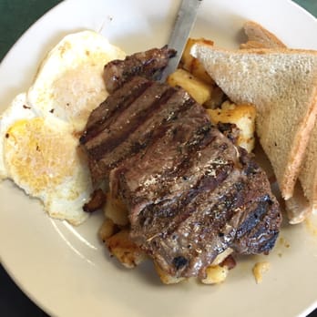 Brighton Cafe - Steak and Eggs $9.50 solid value here - Breakfast & Brunch Near Me - Brighton, Massachusetts