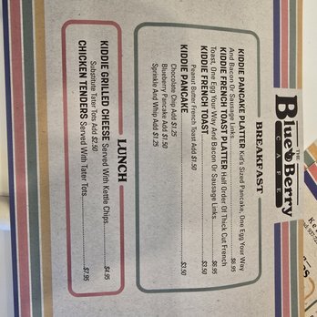 The Blueberry Cafe - Kid menu - Waffles Near Me - Kettering, Ohio