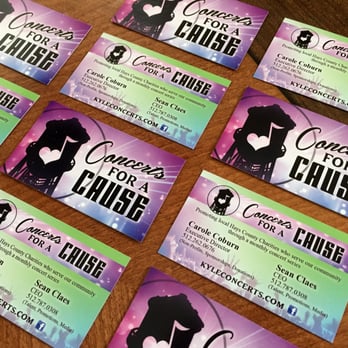 Creation Studios - Business cards designed and printed for Concerts for a Cause. - Graphic Design Near Me