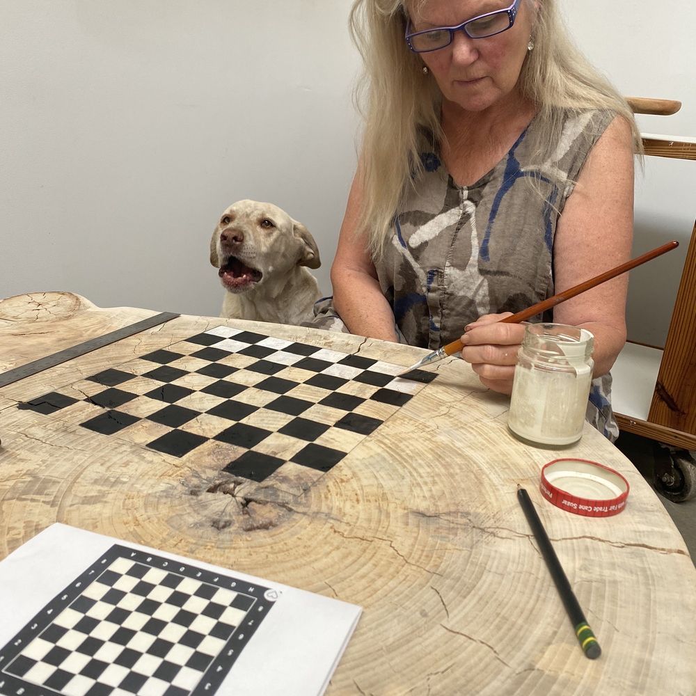Real Wood Works - Unique chess board on a stump table in process. - Home Decor Near Me - Glencoe, New Mexico Real Wood Works - Unique chess board on a stump table in process. - Home Decor Near Me - Glencoe, New Mexico