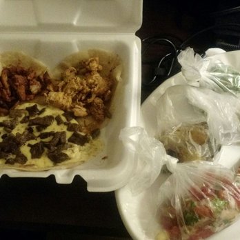 Tony's Tacos - To go quesadilla and two tacos with salsas on the side excellent - Mexican Near Me - Cabo San Lucas, BCS Tony's Tacos - To go quesadilla and two tacos with salsas on the side excellent - Mexican Near Me - Cabo San Lucas, BCS