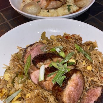 Dada - Freebird chicken (back) Duck breast and fried rice (front) - New American Near Me - Delray Beach, Florida