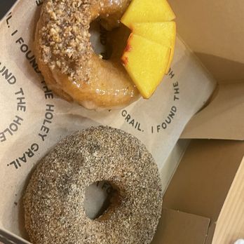 Holey Grail Donuts - Peach Donut and Chai Donut - Donuts Near Me - Long Beach, California Holey Grail Donuts - Peach Donut and Chai Donut - Donuts Near Me - Long Beach, California