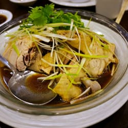 Steamed chicken + ginger/scallion