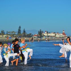 Coronado Karate - Sensei David enjoying Karate outdoors with his class on the famous Coronado Beach!
