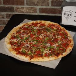 Nico's Pizza - Nico's special-- get it by the "slice, slice, baby!"
