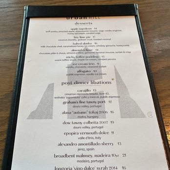 Urban Hill - Dessert menu - New American Near Me - Salt Lake City, Utah Urban Hill - Dessert menu - New American Near Me - Salt Lake City, Utah