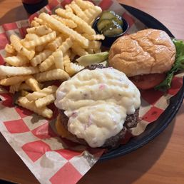 a hamburger and fries