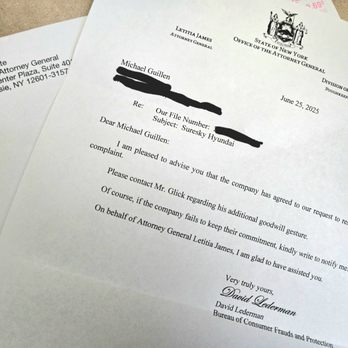 Suresky Hyundai - I filed a consumer fraud complaint with the state attorney general. - Car Dealers Near Me - Goshen, New York Suresky Hyundai - I filed a consumer fraud complaint with the state attorney general. - Car Dealers Near Me - Goshen, New York