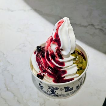Mythos - Plain with Dubai and Mixed Berries. Medium ($8 for 7oz) + 2 toppings ($2 each) so $14. Very high quality toppings. Froyo thick but too sweet - Ice Cream & Frozen Yogurt Near Me - New York, New York Mythos - Plain with Dubai and Mixed Berries. Medium ($8 for 7oz) + 2 toppings ($2 each) so $14. Very high quality toppings. Froyo thick but too sweet - Ice Cream & Frozen Yogurt Near Me - New York, New York