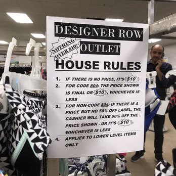 Designer Row - The "house rules" they don't follow and the trashbag manager in the background. - Outlet Stores Near Me - Vaughan, Ontario