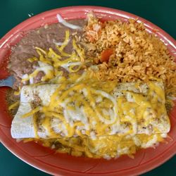 Jalisco Mexican Restaurant - Chile Verde Burrito with Rice and Beans